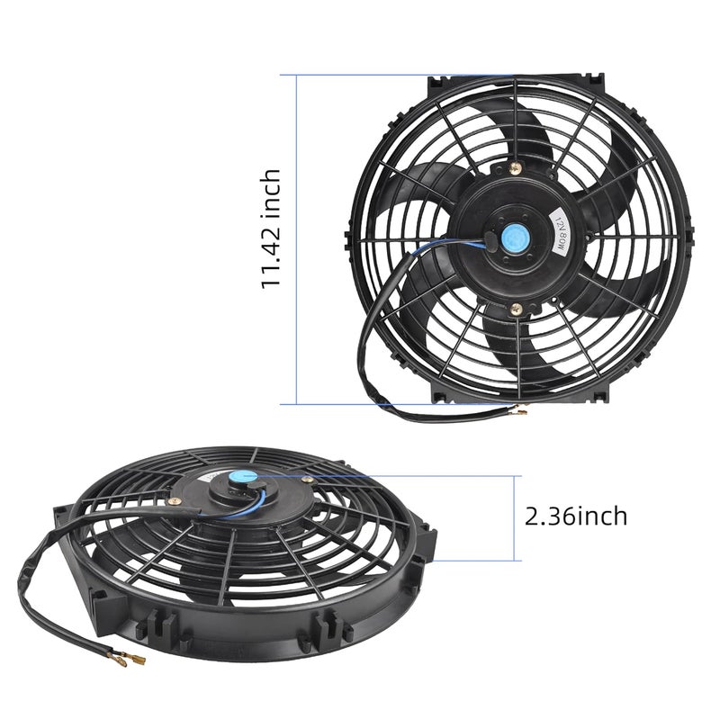 GESEXI 10" Electric Radiator Cooling Fan Assembly Kit, Universal High Performance 12V 80W Motor with Fan Mounting Kit - Black (2 Pack) - Image 4